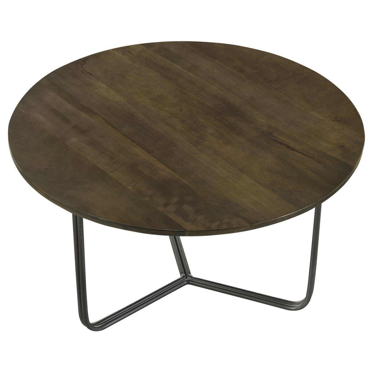 Yaritza Natural and Gunmetal Round Accent Table with Triangle Wire Base from Coaster - Luna Furniture