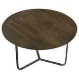 Yaritza Natural and Gunmetal Round Accent Table with Triangle Wire Base from Coaster - Luna Furniture