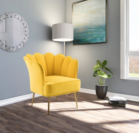 Yellow Jester Velvet Accent Chair - 516Yellow - Luna Furniture