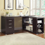 Yvette L-shape Office Desk Cappuccino - 800517 - Luna Furniture