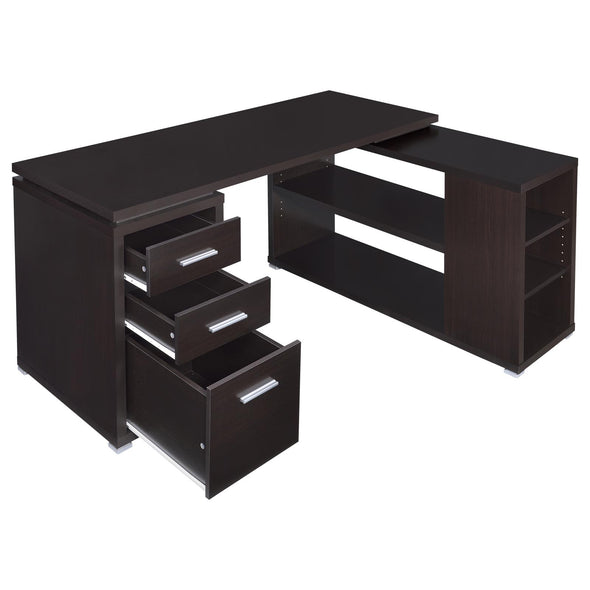 Yvette L-shape Office Desk Cappuccino - 800517 - Luna Furniture