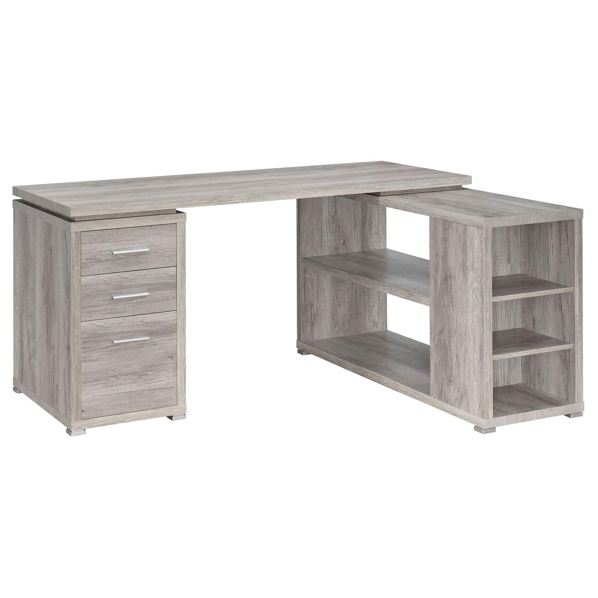 Yvette Gray Driftwood L-shape Office Desk from Coaster - Luna Furniture