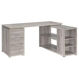 Yvette Gray Driftwood L-shape Office Desk from Coaster - Luna Furniture