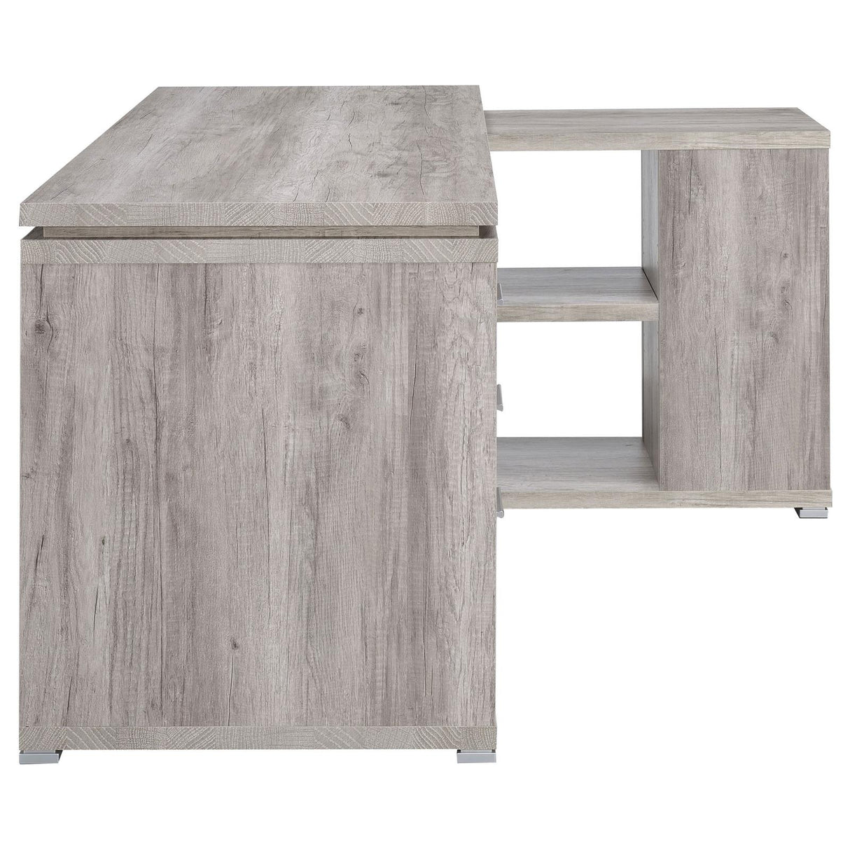 Yvette Gray Driftwood L-shape Office Desk from Coaster - Luna Furniture