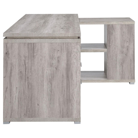 Yvette Gray Driftwood L-shape Office Desk from Coaster - Luna Furniture
