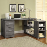 Yvette Weathered Gray L-shape Office Desk from Coaster - Luna Furniture