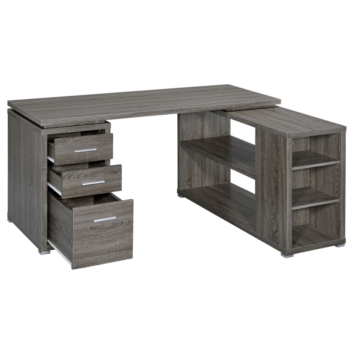 Yvette Weathered Gray L-shape Office Desk from Coaster - Luna Furniture