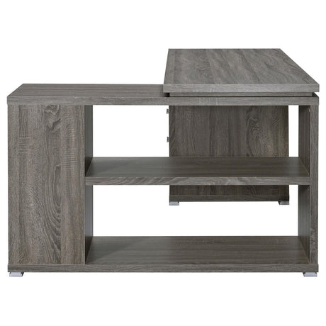 Yvette Weathered Gray L-shape Office Desk from Coaster - Luna Furniture