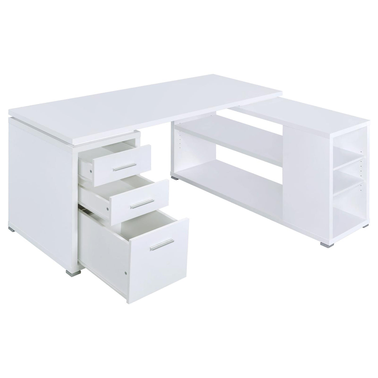 Yvette White L-shape Office Desk from Coaster - Luna Furniture