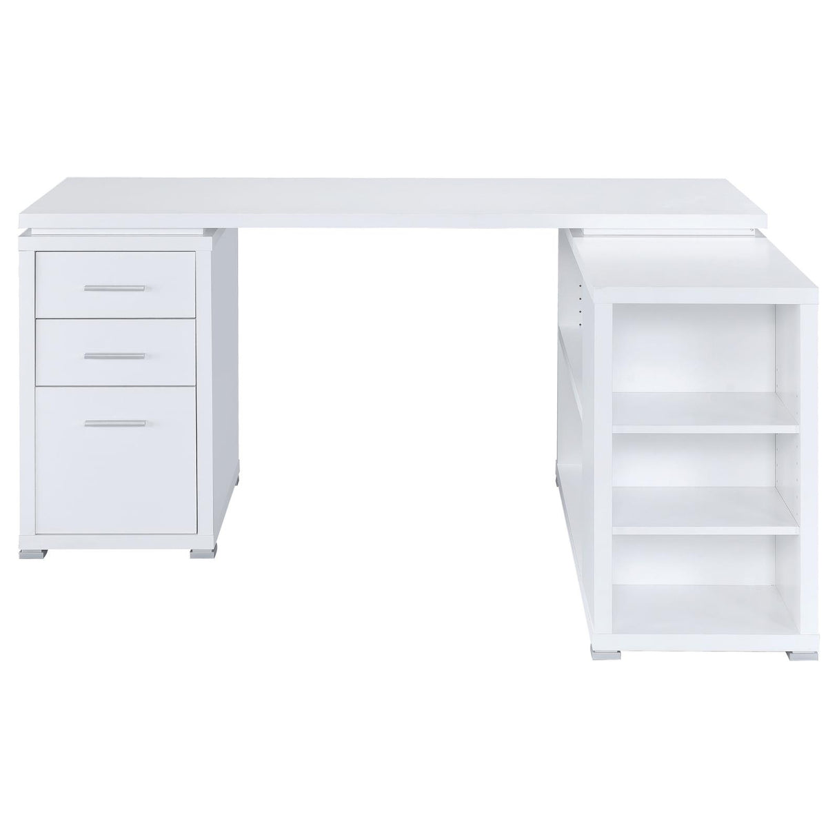 Yvette White L-shape Office Desk from Coaster - Luna Furniture