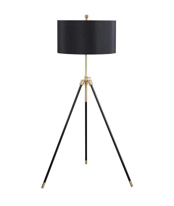 Zabka Tripod Floor Lamp Black and Gold - 923255 - Luna Furniture