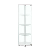 Zahavah White and Clear 4-Shelf Hexagon Shaped Curio Cabinet from Coaster - Luna Furniture