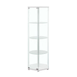 Zahavah White and Clear 4-Shelf Hexagon Shaped Curio Cabinet from Coaster - Luna Furniture