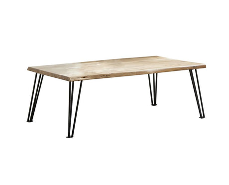 Zander Coffee Table with Hairpin Leg Natural and Matte Black - 723498 - Luna Furniture