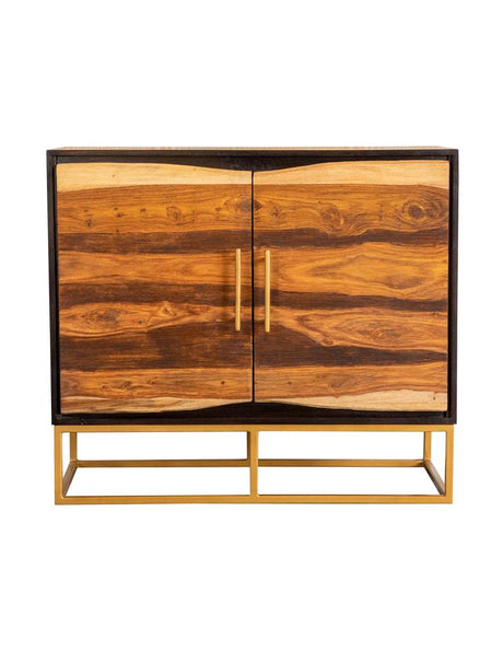Zara Black Walnut and Gold 2-Drawer Accent Cabinet from Coaster - Luna Furniture