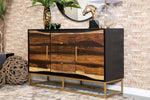 Zara 2-drawer Accent Cabinet Black Walnut and Gold - 953466 - Luna Furniture