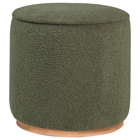 Zena Faux Sheepskin Upholstered Round Ottoman Green - 910302 - Luna Furniture