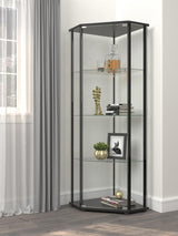 Zenobia Clear and Black Glass Shelf Curio Cabinet from Coaster - Luna Furniture