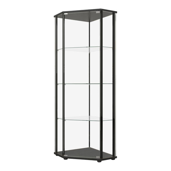Zenobia Glass Shelf Curio Cabinet Clear and Black - 953234 - Luna Furniture