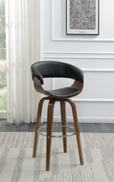 Zion Walnut and Black Upholstered Swivel Bar Stool from Coaster - Luna Furniture