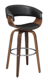 Zion Walnut and Black Upholstered Swivel Bar Stool from Coaster - Luna Furniture