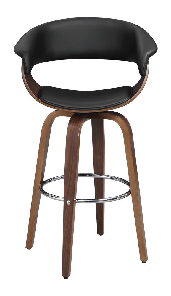 Zion Walnut and Black Upholstered Swivel Bar Stool from Coaster - Luna Furniture