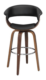 Zion Walnut and Black Upholstered Swivel Bar Stool from Coaster - Luna Furniture