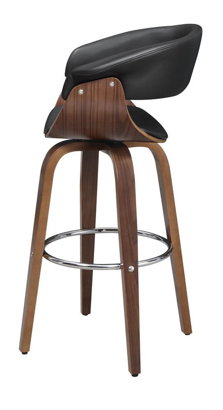 Zion Walnut and Black Upholstered Swivel Bar Stool from Coaster - Luna Furniture