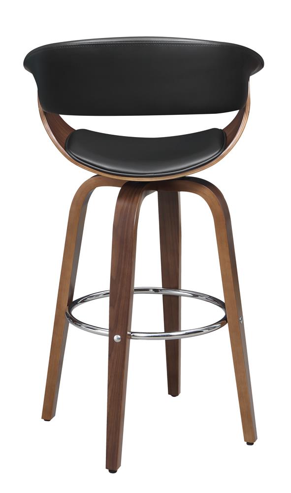 Zion Walnut and Black Upholstered Swivel Bar Stool from Coaster - Luna Furniture