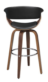 Zion Walnut and Black Upholstered Swivel Bar Stool from Coaster - Luna Furniture