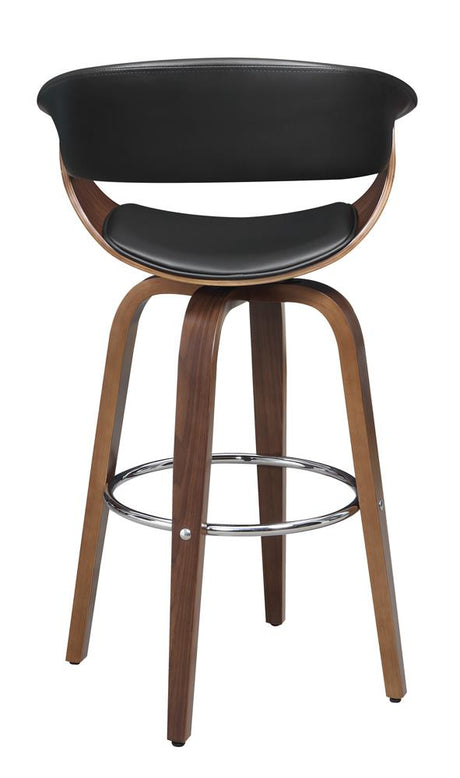 Zion Walnut and Black Upholstered Swivel Bar Stool from Coaster - Luna Furniture