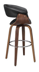 Zion Walnut and Black Upholstered Swivel Bar Stool from Coaster - Luna Furniture