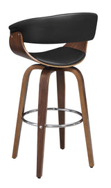 Zion Walnut and Black Upholstered Swivel Bar Stool from Coaster - Luna Furniture