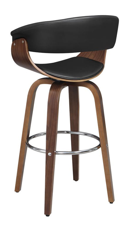 Zion Walnut and Black Upholstered Swivel Bar Stool from Coaster - Luna Furniture