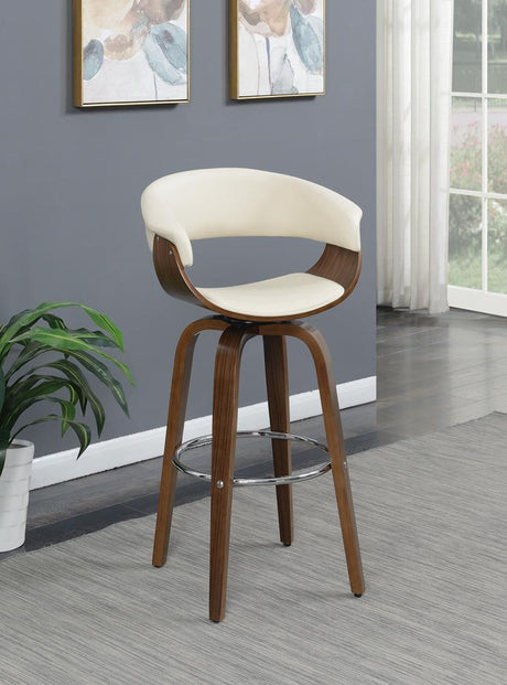 Zion Walnut and Ecru Upholstered Swivel Bar Stool from Coaster - Luna Furniture