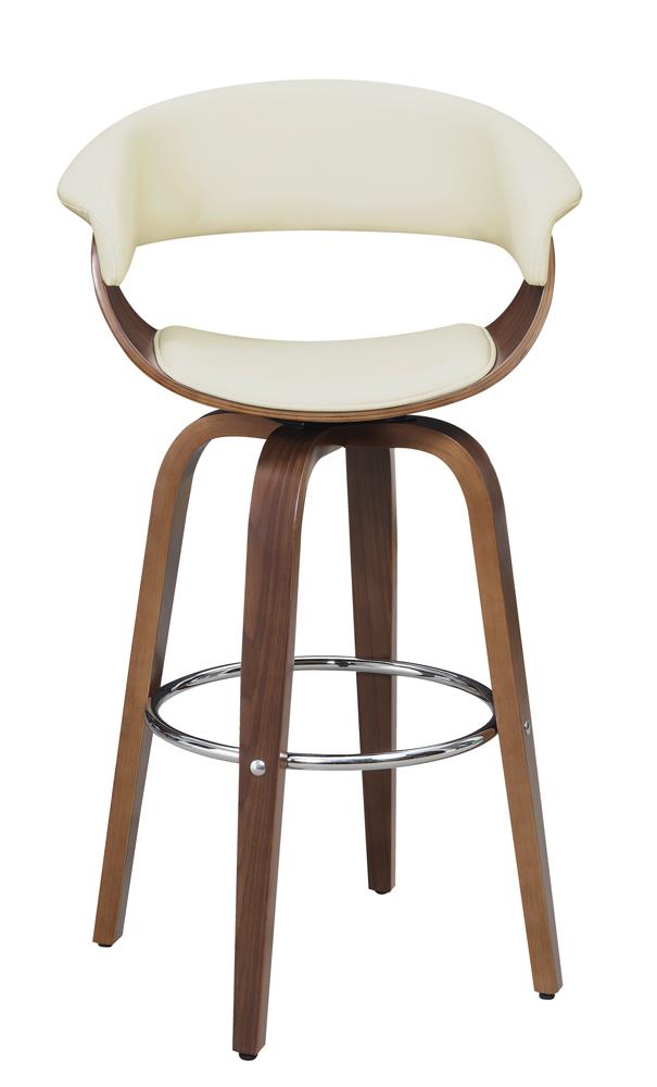 Zion Walnut and Ecru Upholstered Swivel Bar Stool from Coaster - Luna Furniture