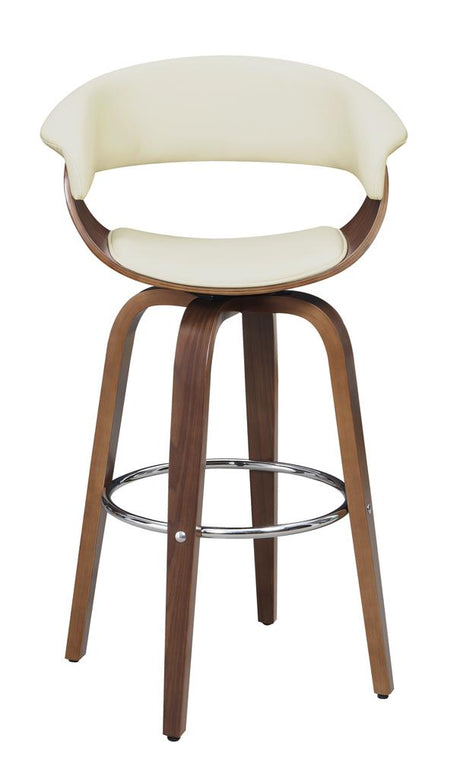 Zion Walnut and Ecru Upholstered Swivel Bar Stool from Coaster - Luna Furniture
