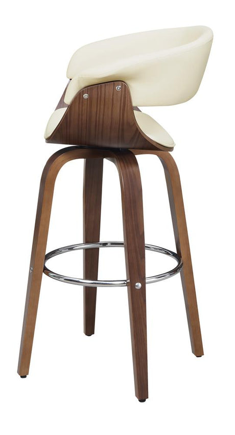 Zion Walnut and Ecru Upholstered Swivel Bar Stool from Coaster - Luna Furniture