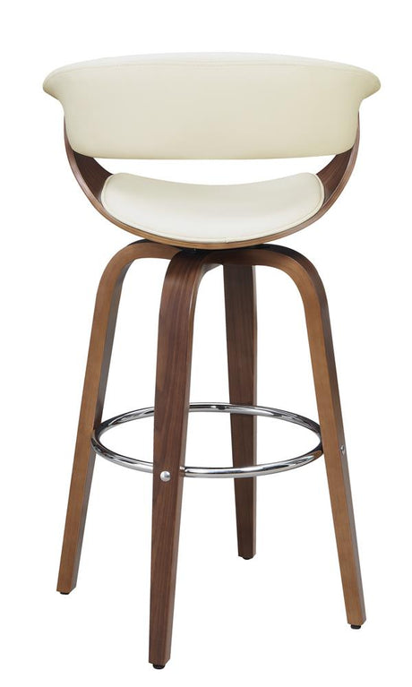 Zion Walnut and Ecru Upholstered Swivel Bar Stool from Coaster - Luna Furniture
