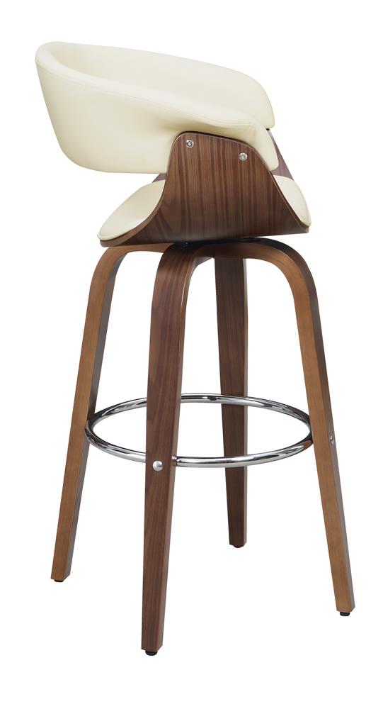 Zion Walnut and Ecru Upholstered Swivel Bar Stool from Coaster - Luna Furniture