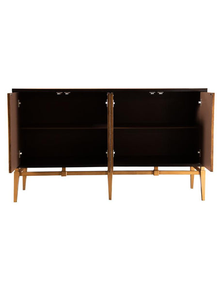 Zira Brown and Antique Gold Sunburst 4-Door Accent Cabinet from Coaster - Luna Furniture