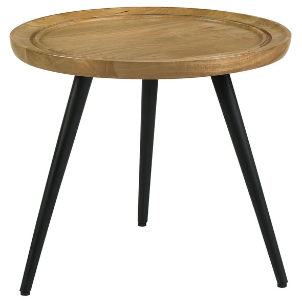 Zoe Round End Table with Trio Legs Natural and Black - 736107 - Luna Furniture