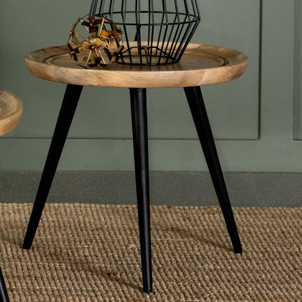 Zoe Round End Table with Trio Legs Natural and Black - 736107 - Luna Furniture