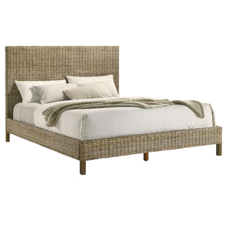 Zyla Woven Rattan California King Panel Bed Kubu Grey - 360181KW - Luna Furniture